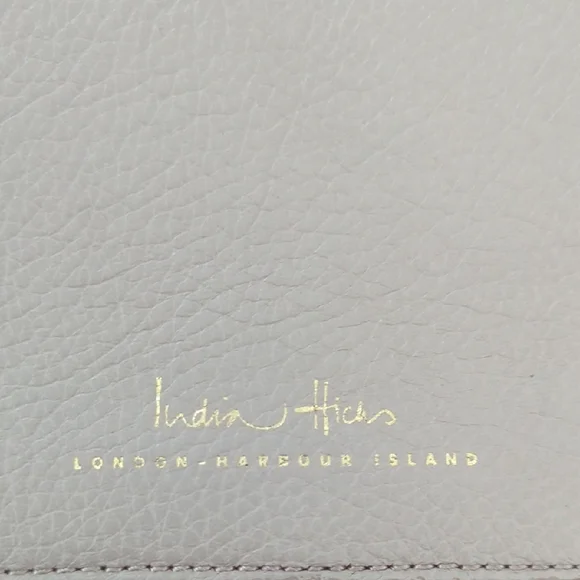 India Hicks Light Gray Leather Clutch Big Zipper - Picture 3 of 9